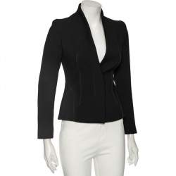Pre Owned Gucci Black Wool Outline Stitch Detailed Blazer XS