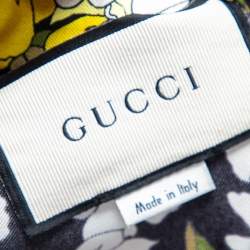 Pre Owned Gucci Multicolored Floral Printed Silk Ruffle Trim Detailed Dress S