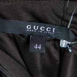 Pre Owned فستان ماكسي غوتشي جيرسيه بني بطيات بلا أكمام مقاس متوسط - ميديوم