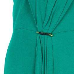 Pre Owned Gucci Green Strapless Gathered Cocktail Dress M