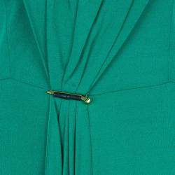 Pre Owned Gucci Green Strapless Gathered Cocktail Dress M