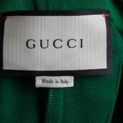 Pre Owned Gucci Green Jersey Floral Embroidered Web Stripe Trim Detail Pants M