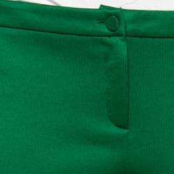 Pre Owned Gucci Green Jersey Floral Embroidered Web Stripe Trim Detail Pants M