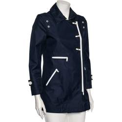 Pre Owned Gucci Navy Blue Cotton Toggle Button Jacket S