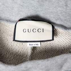 Pre Owned Gucci Grey Cotton Knit Stripe Trimmed Mystic Cat Appliqué Joggers XS