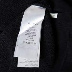 Pre Owned Gucci Black Printed Cotton Distressed Detailed Crew Neck Sweatshirt XS