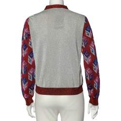 Pre Owned Gucci Multicolor Lurex Knit Button Front V-Neck Cardigan L