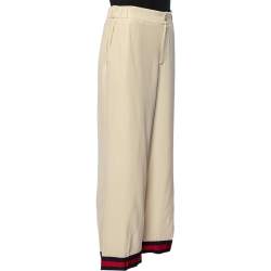 Pre Owned Gucci Cream Silk Web Stripe Detail Culottes M