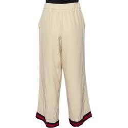 Pre Owned Gucci Cream Silk Web Stripe Detail Culottes M