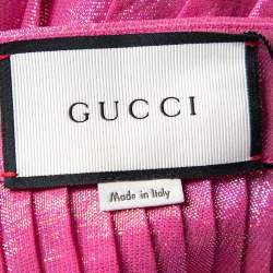 Pre Owned Gucci Pink Iridescent Lamé Pleated Midi Skirt M