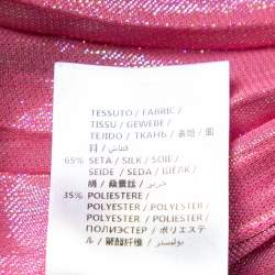 Pre Owned Gucci Pink Iridescent Lamé Pleated Midi Skirt M