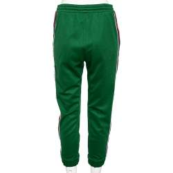 Pre Owned Gucci Green Jersey Side Stripe Detail Technical Joggers L
