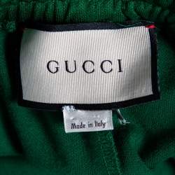 Pre Owned Gucci Green Jersey Side Stripe Detail Technical Joggers L