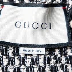 Pre Owned Gucci Black Tweed Web Trim Knee Length Skirt S