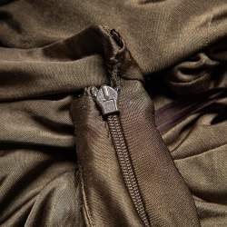 Pre Owned Gucci Brown Jersey Ruched Detail Fitted Skirt S