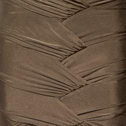 Pre Owned Gucci Brown Jersey Ruched Detail Fitted Skirt S