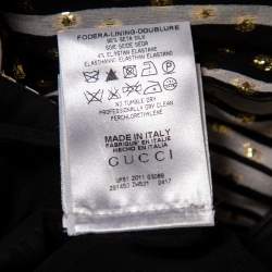Pre Owned Gucci Monochrome & Lurex Polka Dotted Silk Pants M