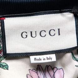 Pre Owned Gucci Navy Blue Ombre Logo Printed Cotton Oversized Button Front Cardigan S