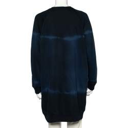 Pre Owned Gucci Navy Blue Ombre Logo Printed Cotton Oversized Button Front Cardigan S