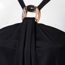 Gucci Black Crepe Buckle Neck Detailed Wrap Dress M
