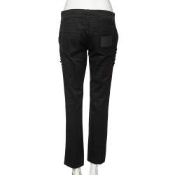 Gucci Black Denim Criss-Cross Lace Detailed Jeans M