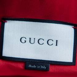Pre Owned Gucci Red Silk Web Stripe Detailed Pleated Short Skirt S