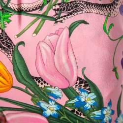 Pre Owned Gucci Pink Floral Snake Printed Silk Drawstring Waist Detailed Pants S