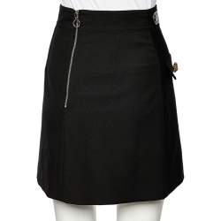 Pre Owned Gucci Black Wool Horsebit Detail Mini Skirt S