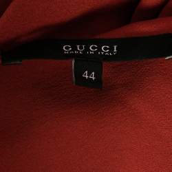 Pre Owned Gucci Burnt Orange Silk Sleeveless Draped Top M