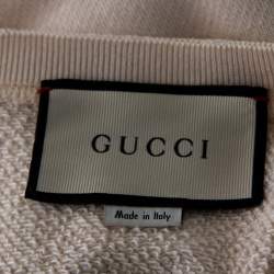 Pre Owned Gucci Cream Crackled Print Cotton Blind for Love Sweatshirt S