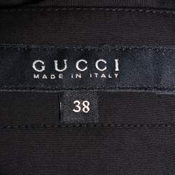 Pre Owned Gucci Black Cotton Waist Tie Detail Knee Length Skirt S