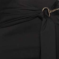 Pre Owned Gucci Black Cotton Waist Tie Detail Knee Length Skirt S