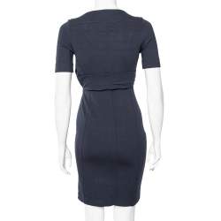 Pre Owned Gucci Navy Blue Knit Empire Waist Mini Dress XS