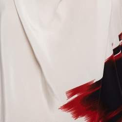 مملوكة مسبقًا توب غوتشي حرير مطبوع متعدد الألوان بدون أكمام بظهر مفتوح مقاس صغير - سمول