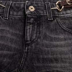 Pre Owned Gucci Grey Washed Denim Buckled Waist Detail Jeans S