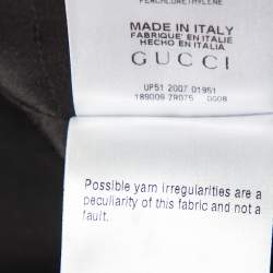 Pre Owned Gucci Black Striped Wool & Linen V-Neck Belted Dress M