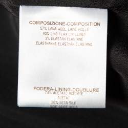 Pre Owned Gucci Black Striped Wool & Linen V-Neck Belted Dress M