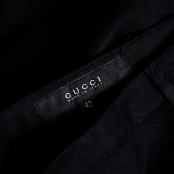 Pre Owned Gucci Black Wool & Leather Zipped Hem Detail Slim Fit Pants M