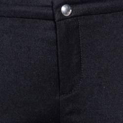 Pre Owned Gucci Black Wool & Leather Zipped Hem Detail Slim Fit Pants M