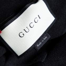 Pre Owned Gucci Black Cotton Pique Web Stripe Trimmed Polo T-Shirt XL
