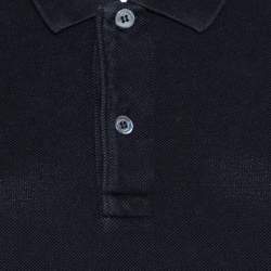 Pre Owned Gucci Black Cotton Pique Web Stripe Trimmed Polo T-Shirt XL