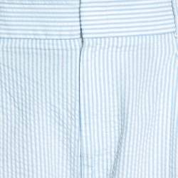 Gucci Blue & White Pinstriped Seersucker Cuffed Bermuda Shorts S