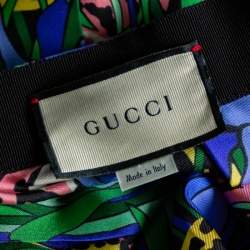 Gucci Multicolor Feline Garden Printed Silk Pleated Midi Skirt M