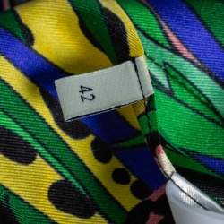 Gucci Multicolor Feline Garden Printed Silk Pleated Midi Skirt M