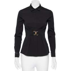Gucci Black Cotton Belted Waist Detail Button Front Shirt S