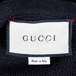 Pre Owned Gucci Black Distressed Cotton Logo Printed Long Sleeve Sweatshirt M