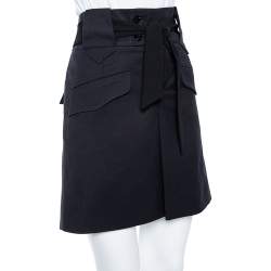 Pre Owned Gucci Black Cotton Belted Mini Skirt M