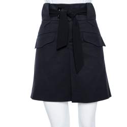 Pre Owned Gucci Black Cotton Belted Mini Skirt M