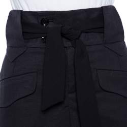 Pre Owned Gucci Black Cotton Belted Mini Skirt M