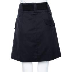 Pre Owned Gucci Black Cotton Belted Mini Skirt M